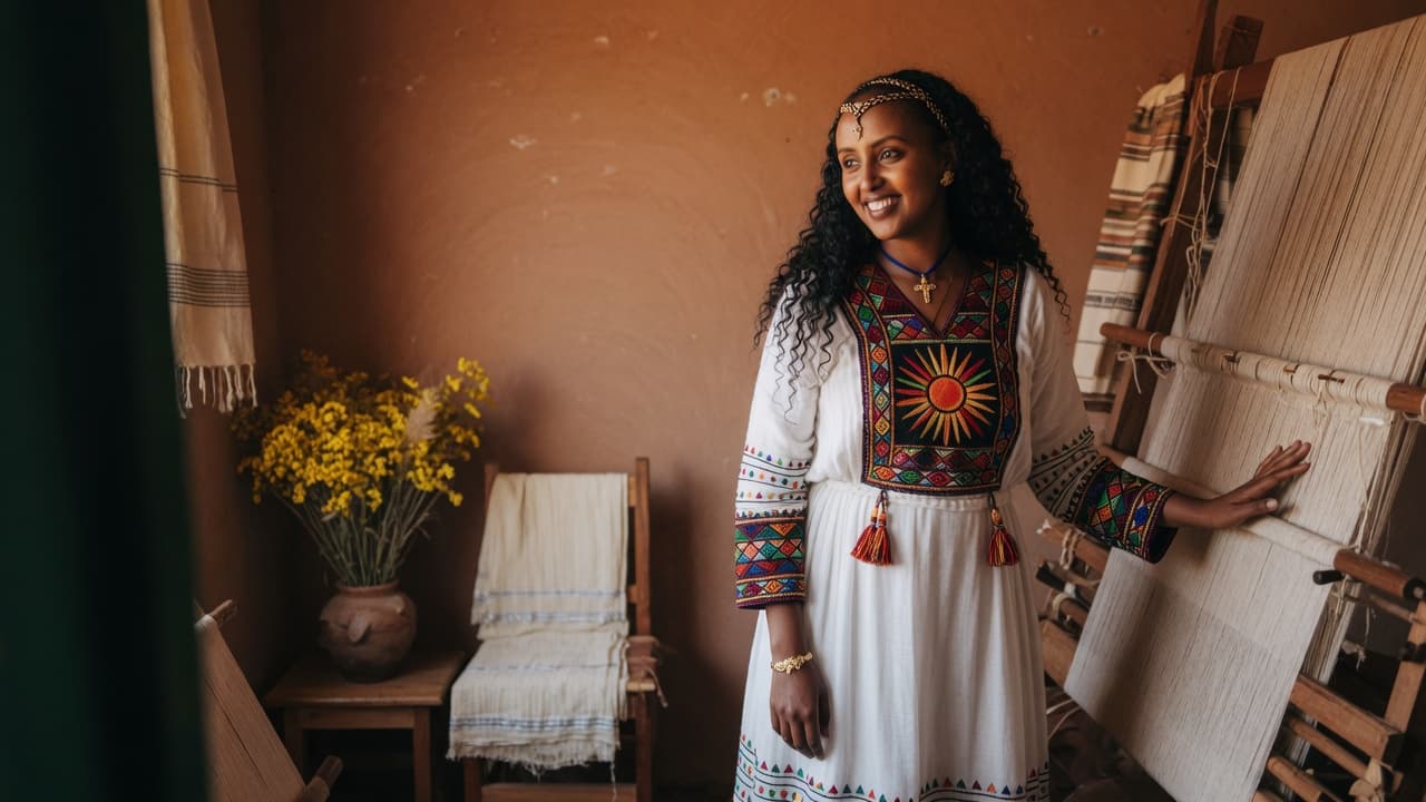 Tirhas at her weaving studio in Mekelle